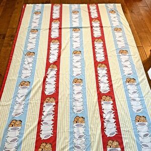 Vintage 1978 Garfield Flat Sheet Twin Striped Cartoon Bedding 94x66 UFS